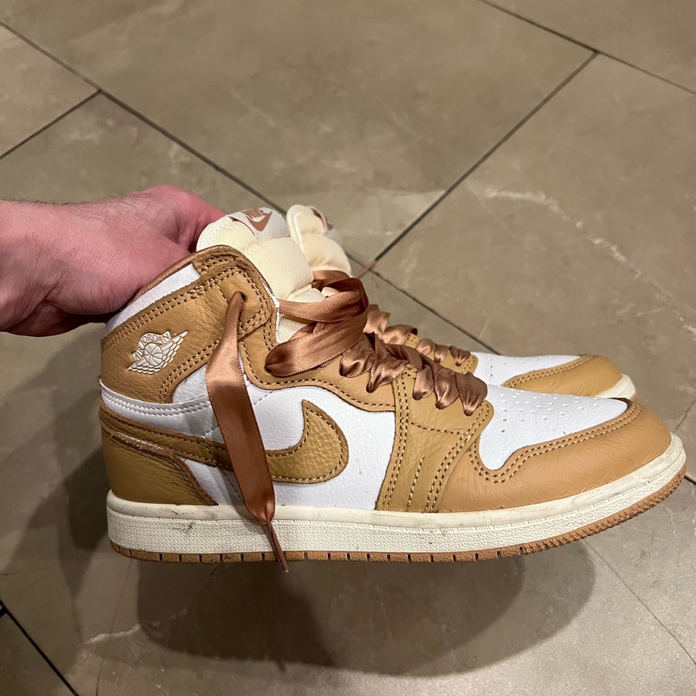 Air Jordan High-Top Sneakers in Tan and White